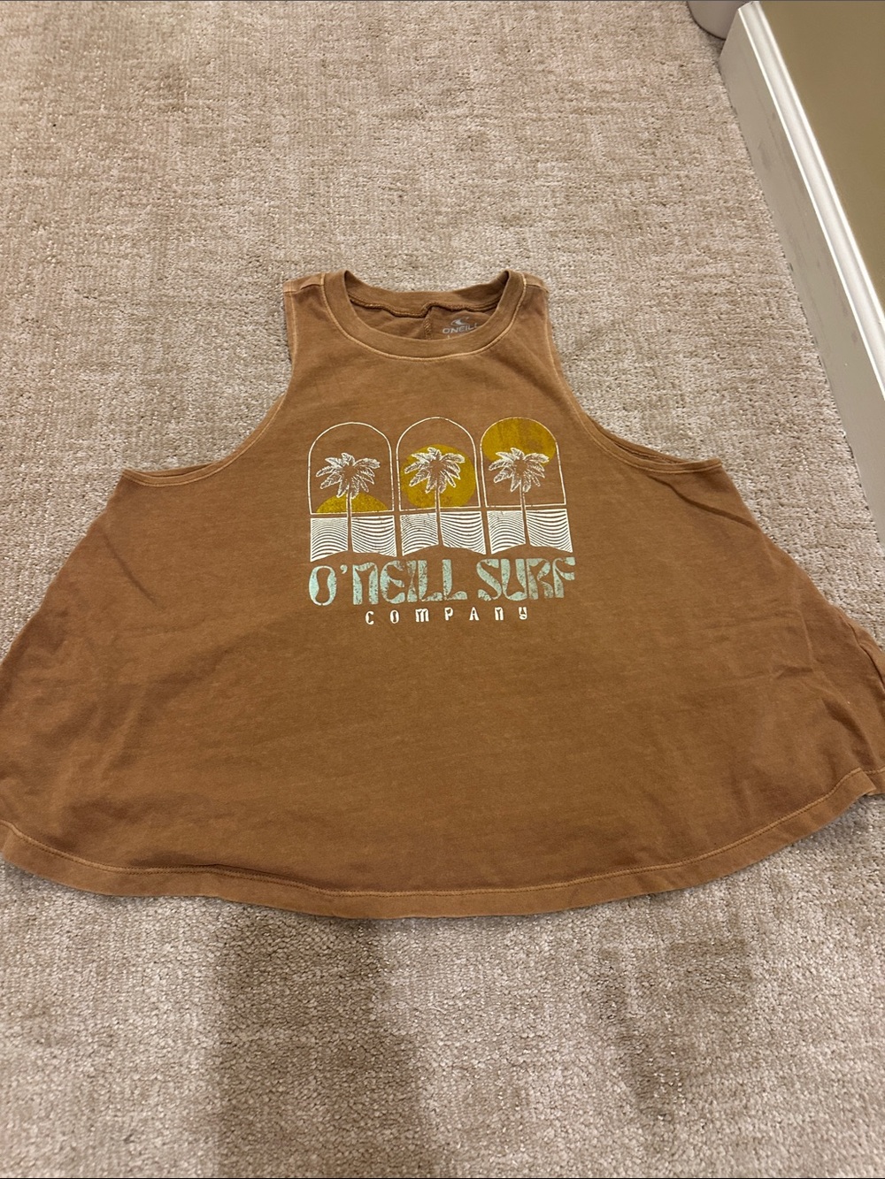 O'Neill Brown Palm Graphic Crop Tank